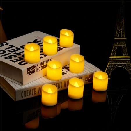Cross-border e-commerce hot-selling wave-mouth tea wax led electronic candle lamp, smokeless candle simulation festival decoration Cross-border e-commerce hot-selling wave-mouth tea wax led electronic candle lamp, smokeless candle simulation festival decoration